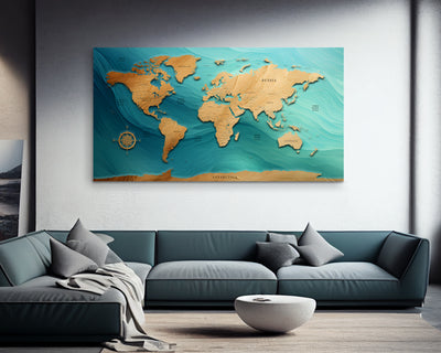 World Map Push Pin Wall Art Canvas