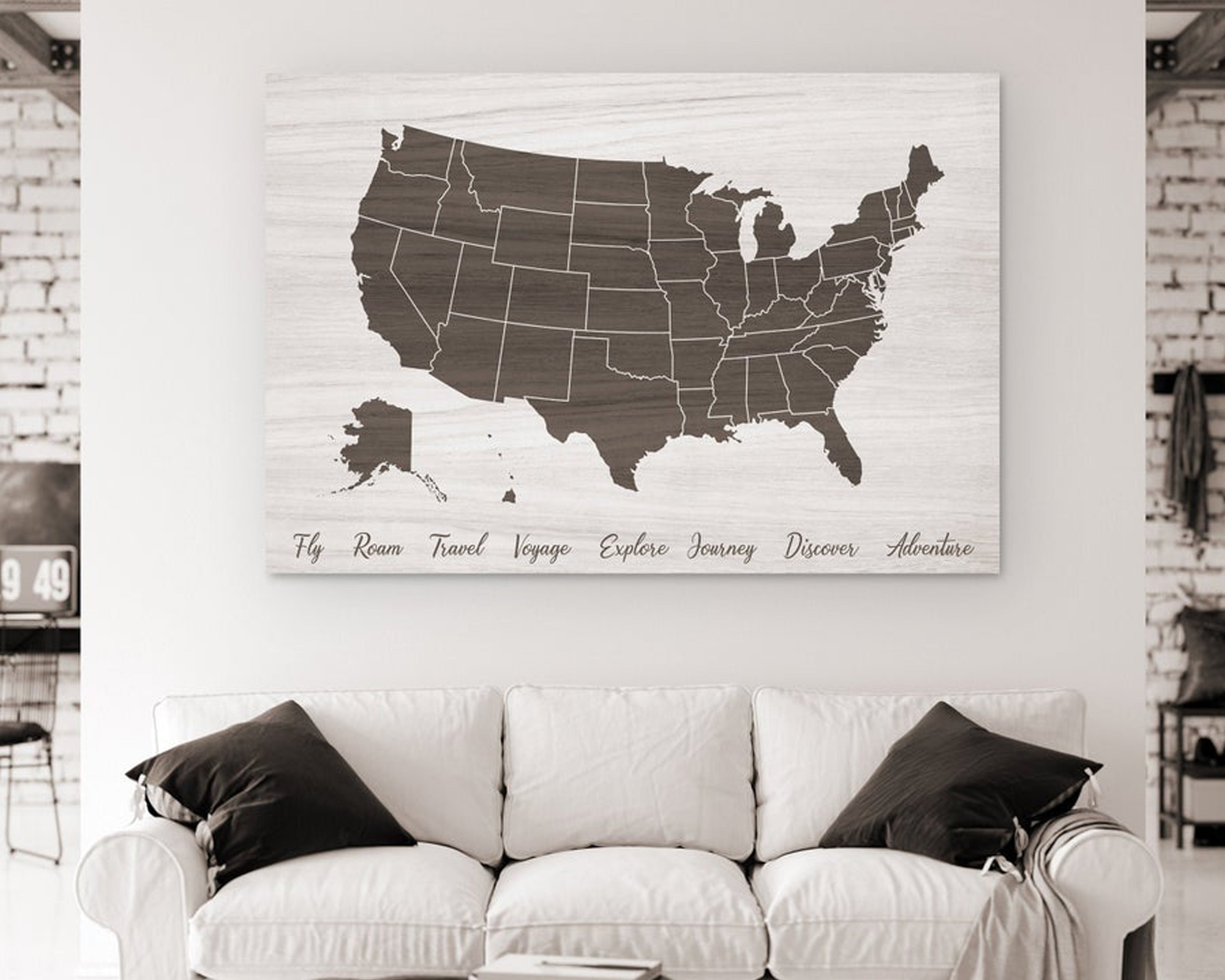 Brown Rustic Push Pin Map USA – Push Pin Map Art